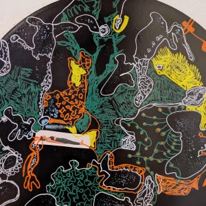 Dream Lines Abstract Wall art, soft Graffiti, MDF 55 cm,