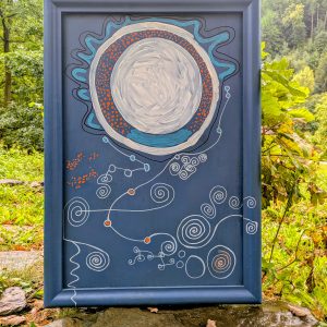 Moonchild, 81 x 57 cm Acrylic on wood.