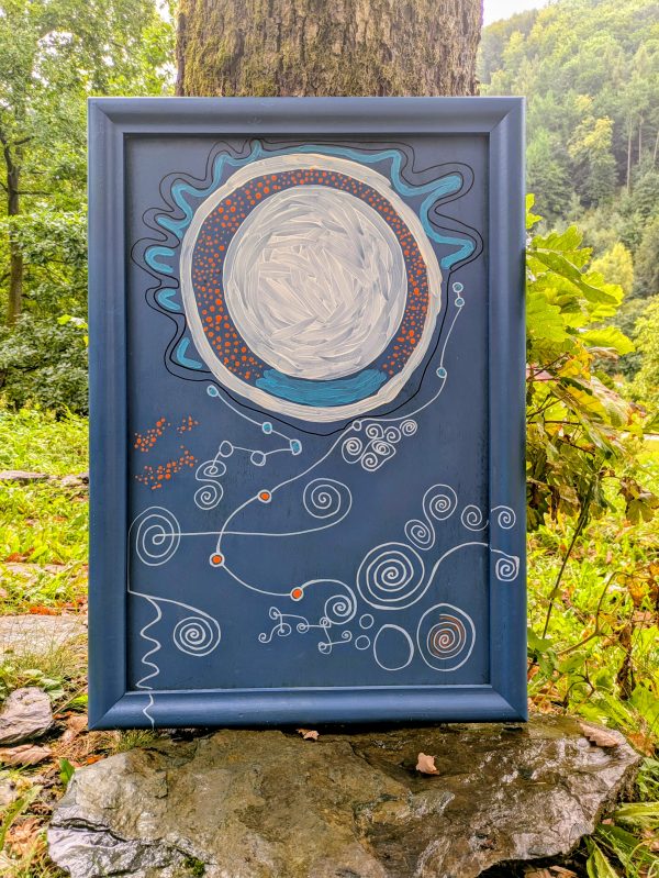 Moonchild, 81 x 57 cm Acrylic on wood.